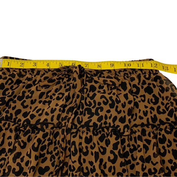 Sienna Sky Leopard Print Tiered Ruffle Mini Skirt Brown Black Size S - Picture 8 of 9